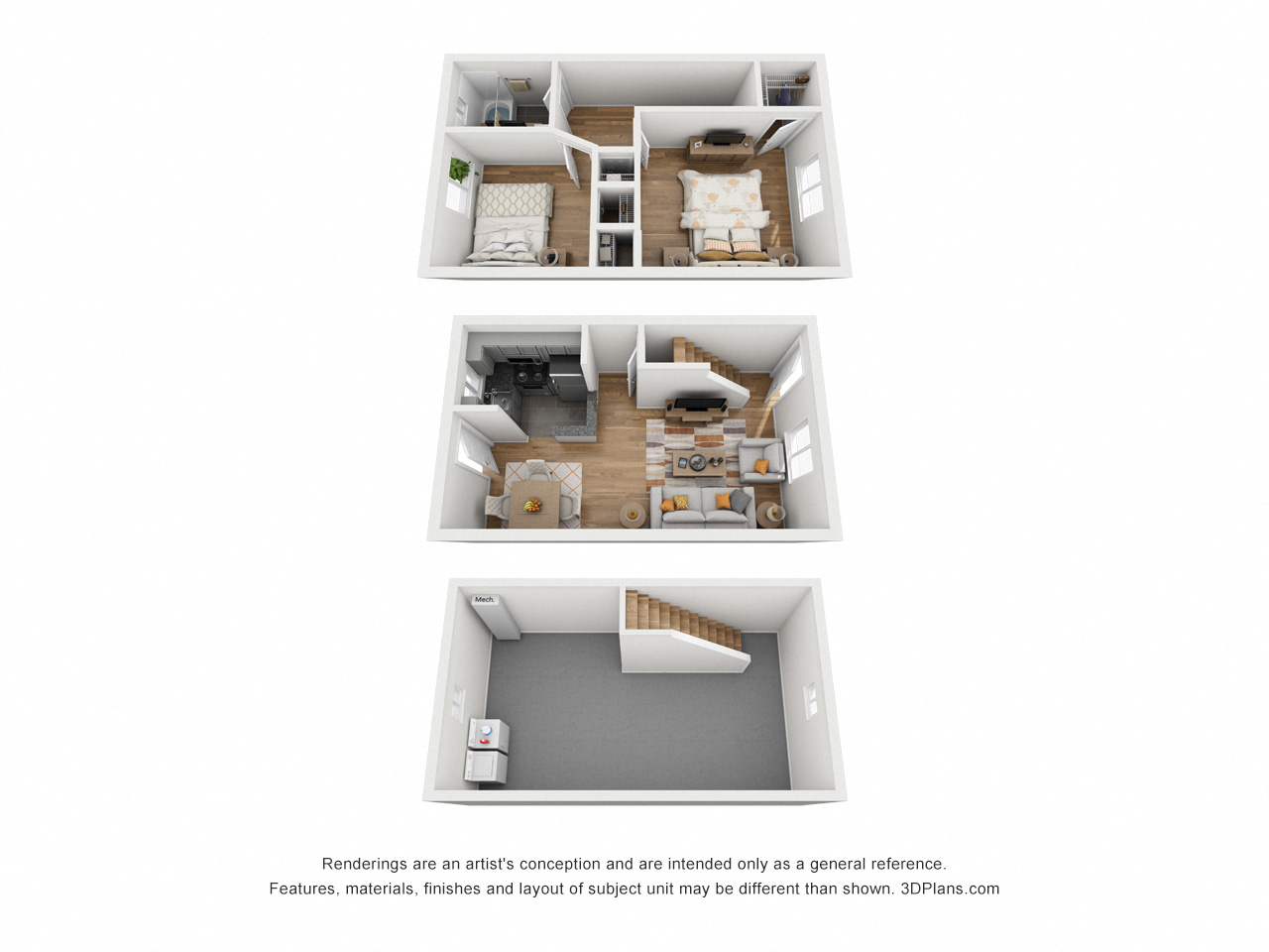 Floor plan for 2 beds, 1 bath, 1170 sqft